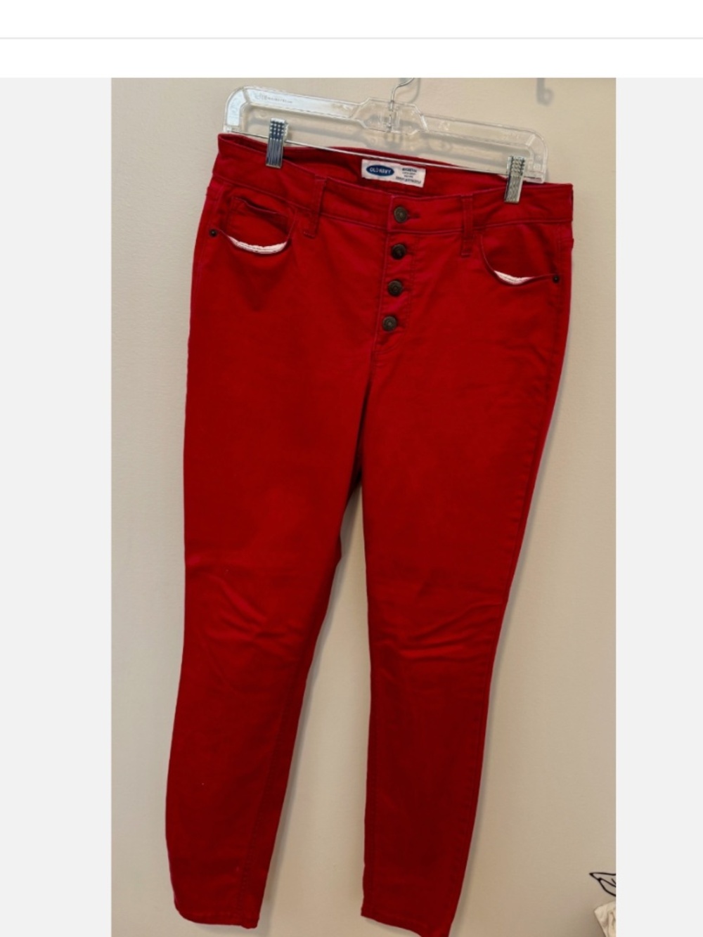 Old Navy Rockstar Super Skinny High Rise Pants 12 Cranberry Secret Slim Pockets